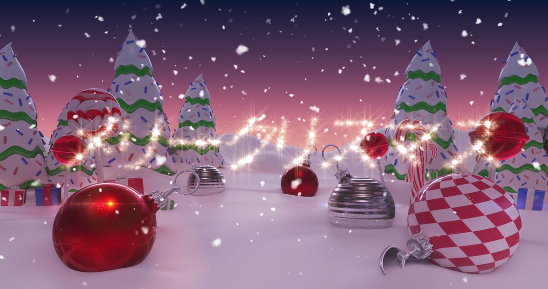 Magical Winter Wonderland with Christmas Decorations