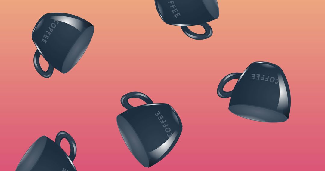 Floating Coffee Mugs on Gradient Pink Background