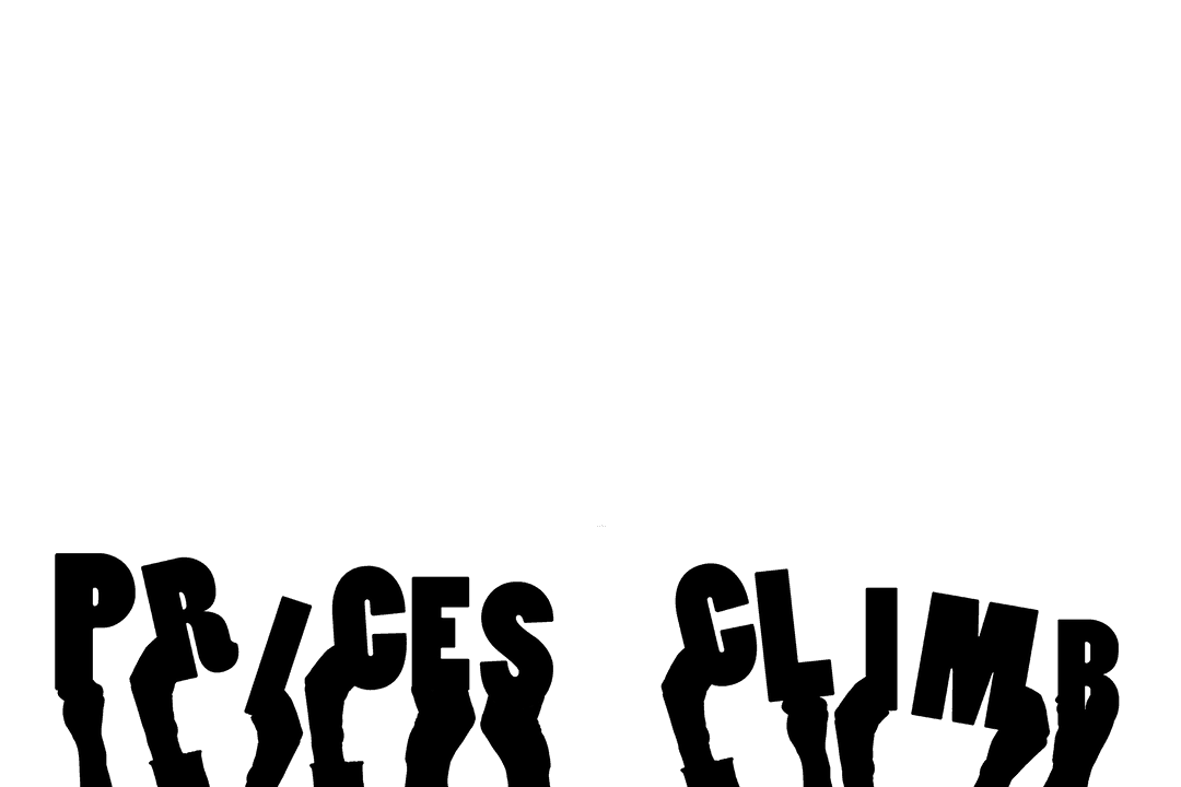 Transparent Illustration of Hands Indicating Price Climb Concept