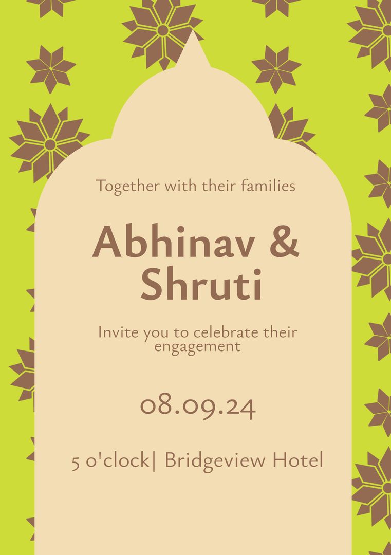 Elegant Indian Engagement Invitation with Traditional Motifs - Download Free Stock Templates Pikwizard.com