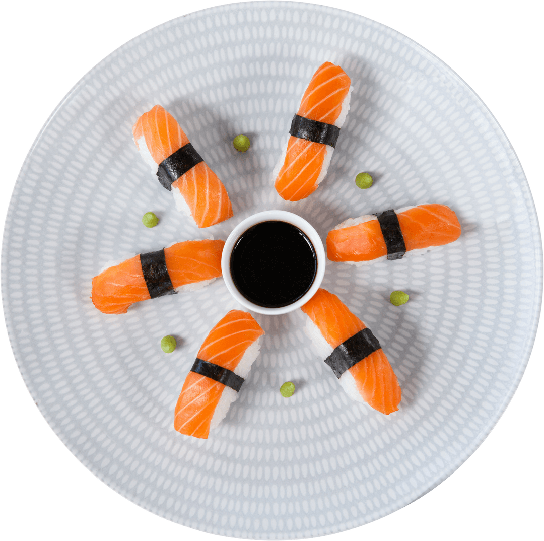 Gourmet Sushi Nigiri on Elegant Translucent Platter
