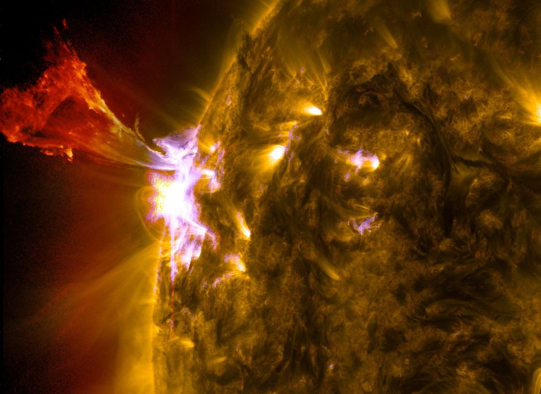 Solar Prominence Eruption Alongside M-Class Solar Flare - Free Images, Stock Photos and Pictures on Pikwizard.com