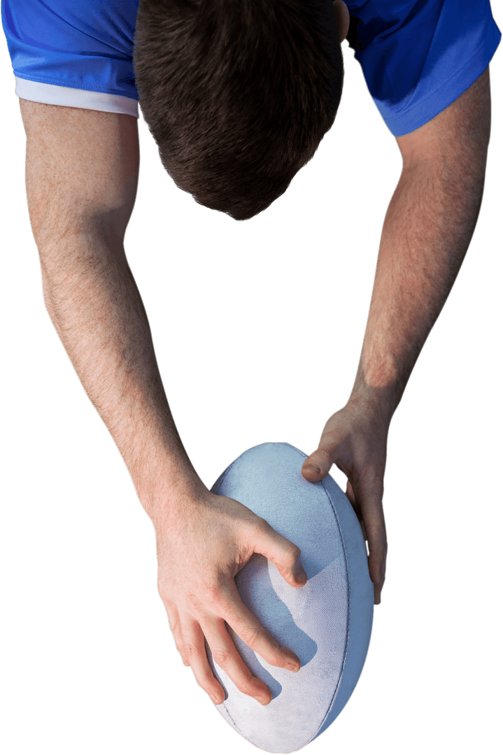 Transparent Rugby Player Scoring Try with Ball