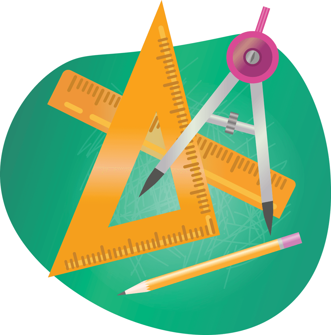 Transparent Vector Illustration of Geometry Tools with Rulers and Compass
