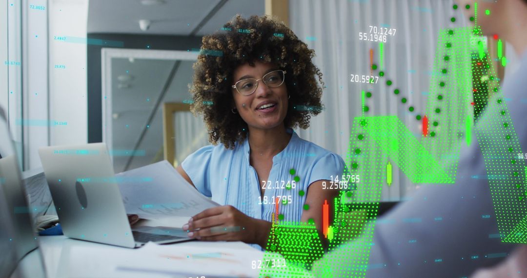 Business Professionals Analyzing Data with Digital Charts