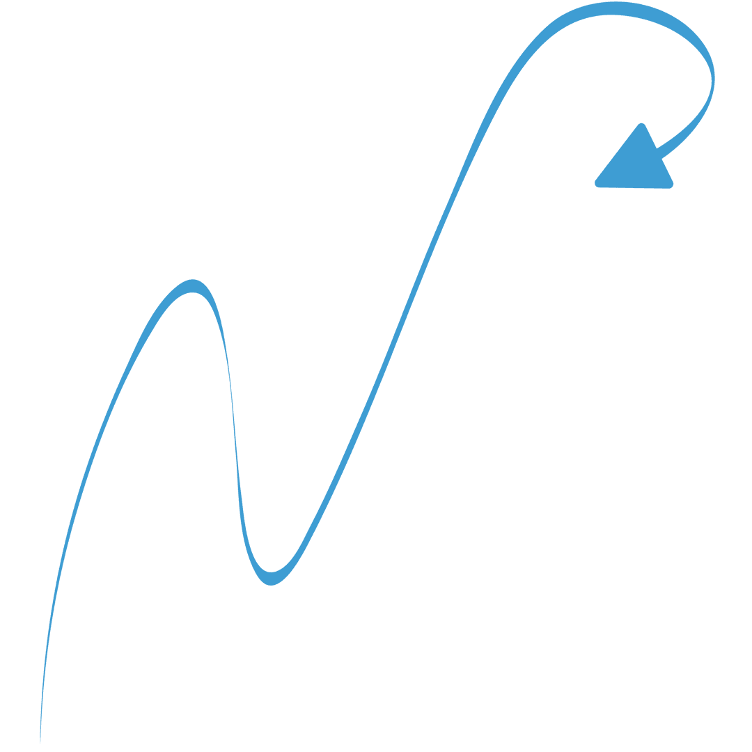 Blue Curved Arrow with Transparent Background for Design Projects