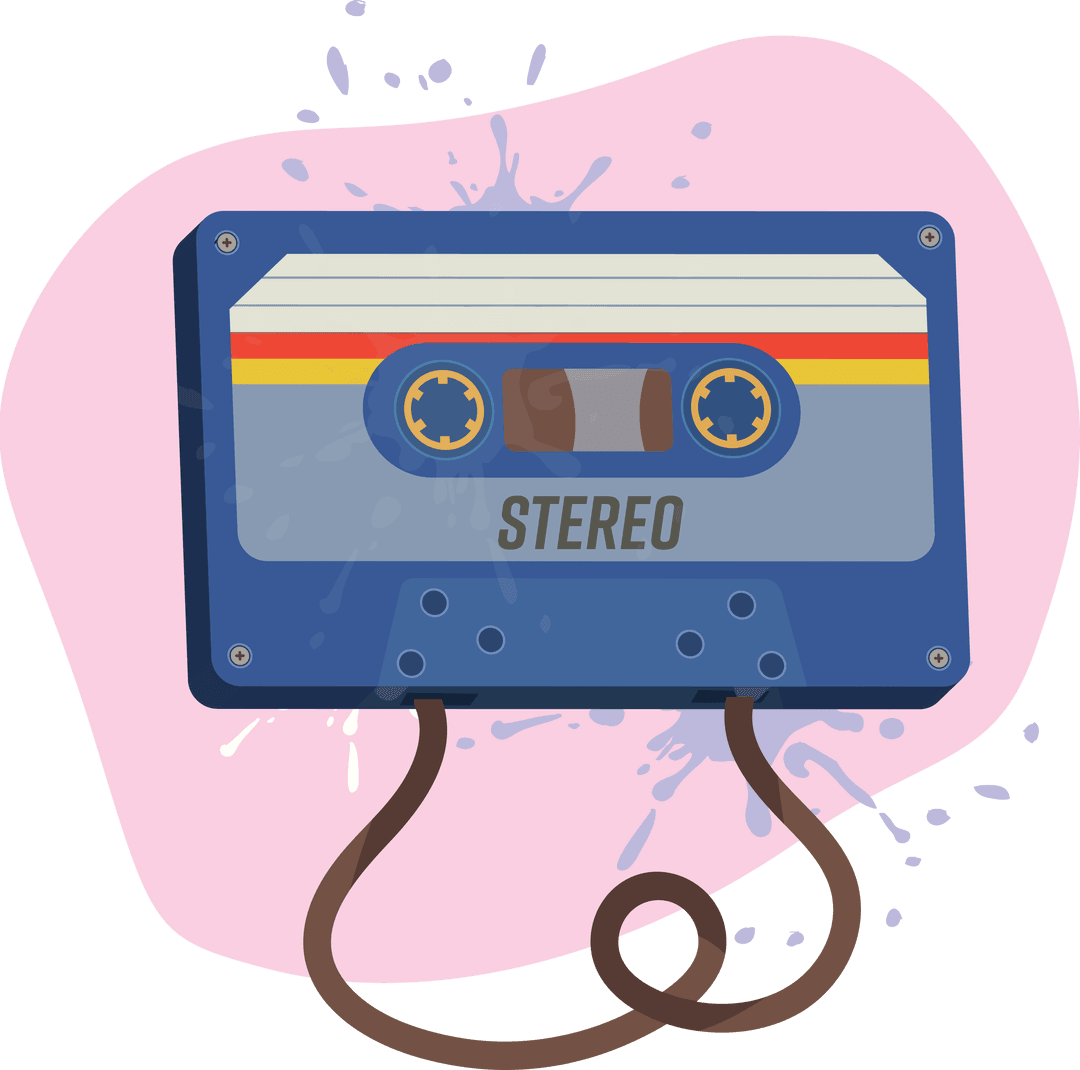 Vintage Cassette Tape on Transparent Background