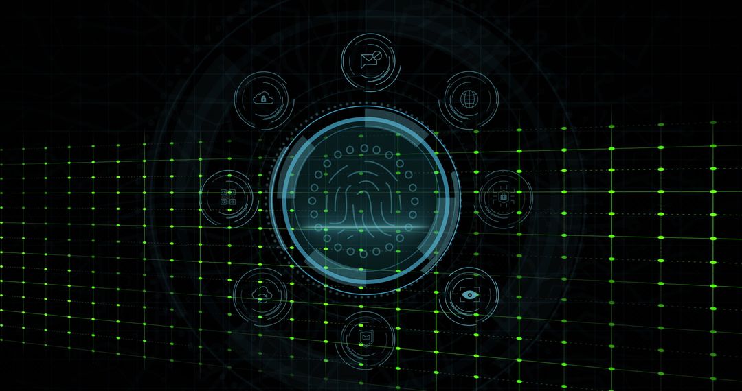 Futuristic Fingerprint Scanner on Digital Security Interface