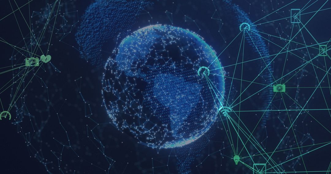 Digital globe with data networks and connections