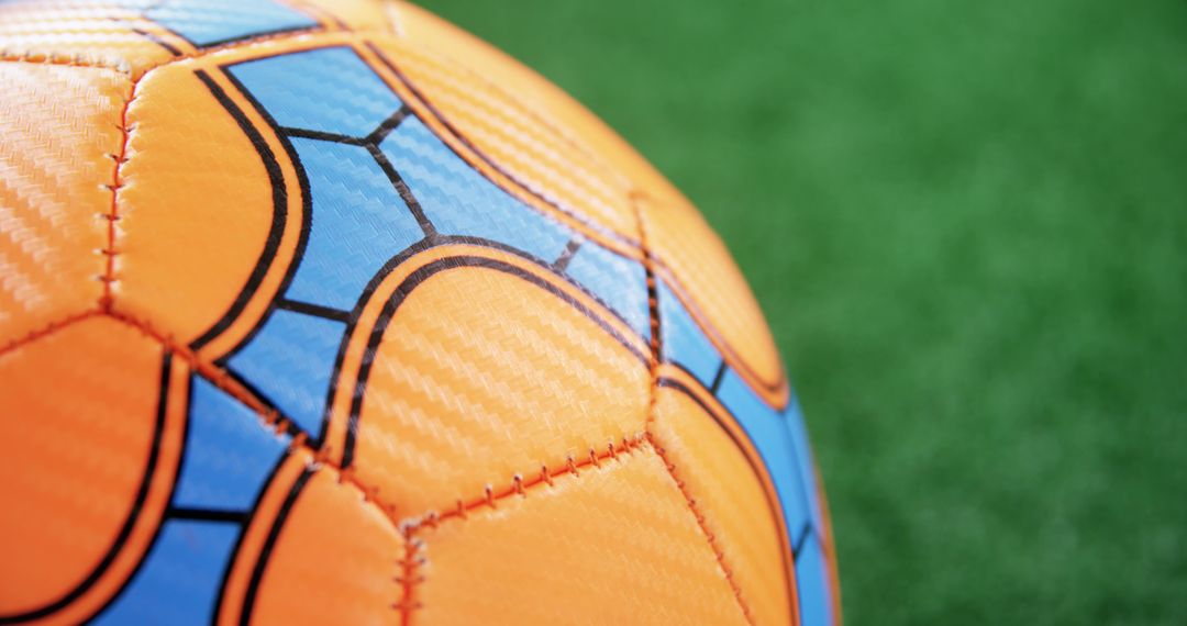 Close-Up of Vibrant Soccer Ball on Green Turf - Free Images, Stock Photos and Pictures on Pikwizard.com