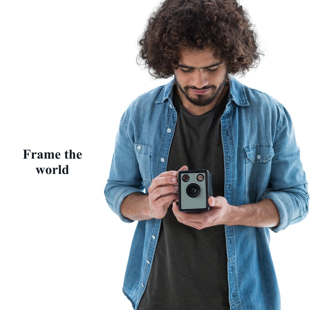 Man Capturing Moments with Vintage Camera