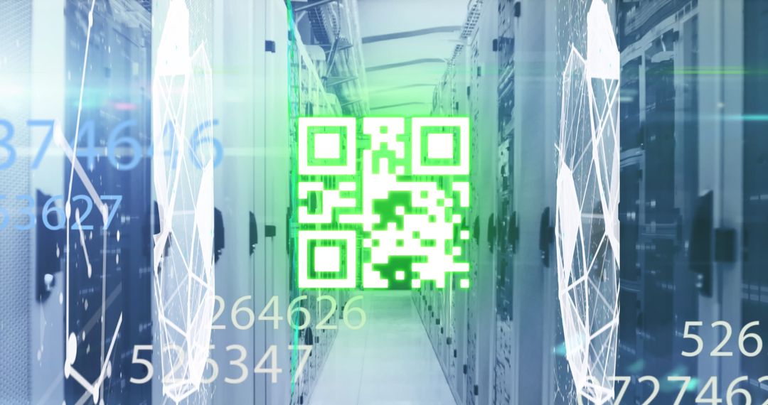 QR Code Hologram in Advanced Hosting Infrastructure - Free Images, Stock Photos and Pictures on Pikwizard.com