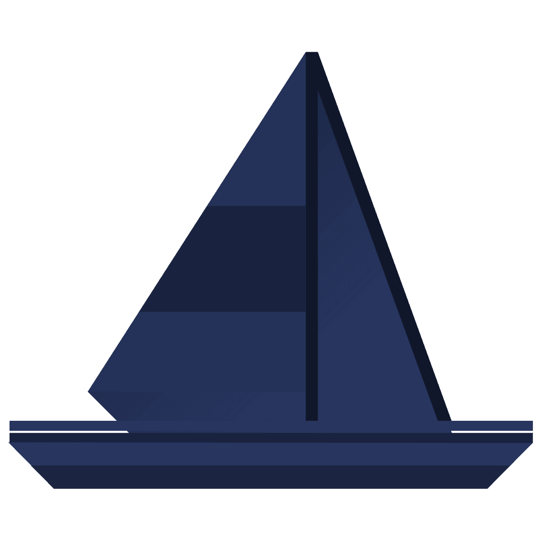 Design of Sleek Blue Sailing Boat on Transparent Background