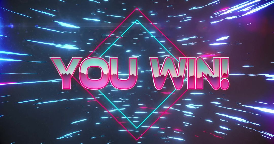 Dynamic Neon You Win Text with Digital Pattern