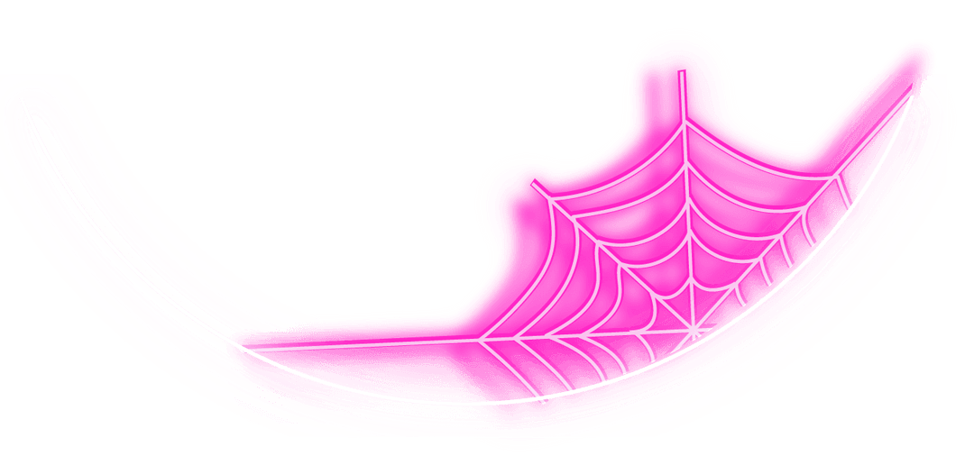 Transparent Neon Pink Spider Web Icon with Glow Effect