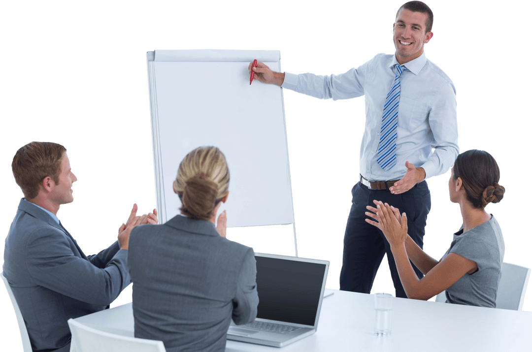 Transparent Business Meeting Presentation with Engaged Audience