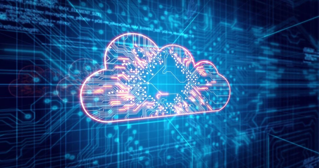 Digital cloud with circuit patterns visualizing data technology