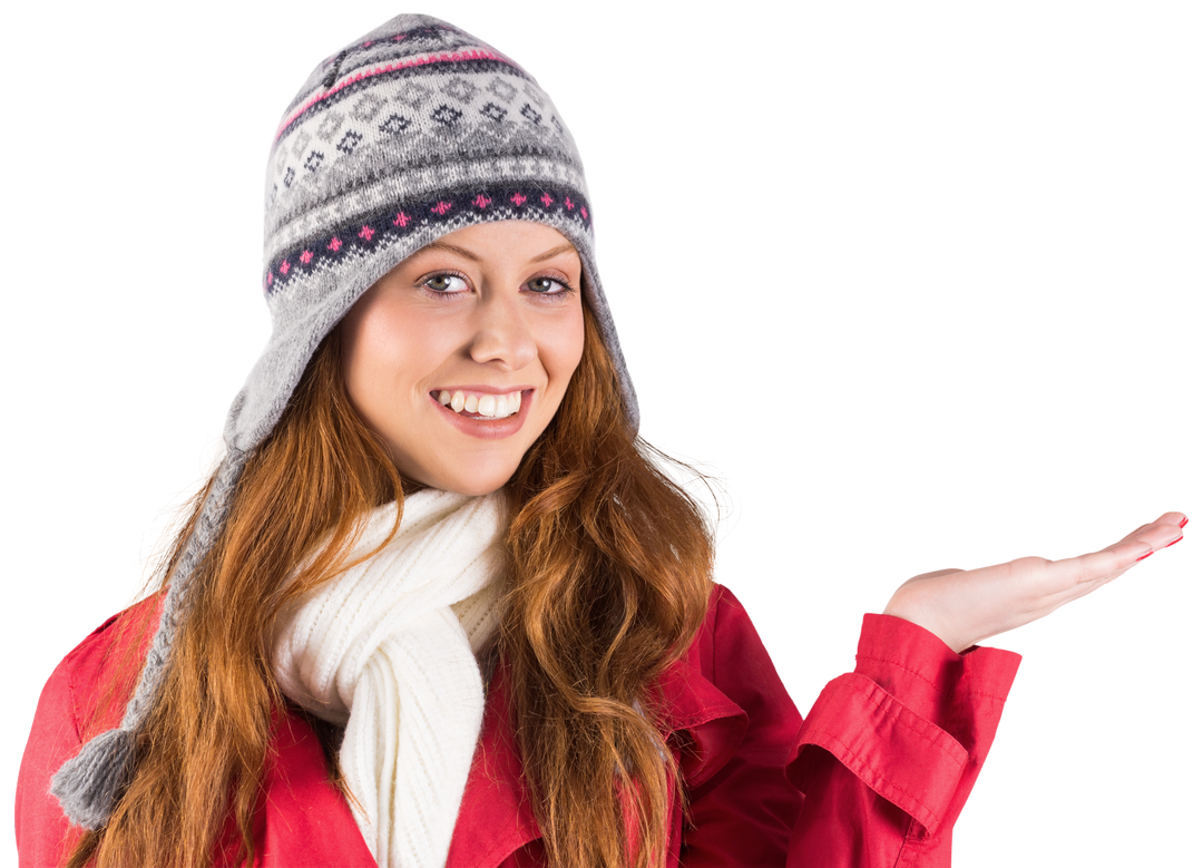 Smiling Redhead Woman Wearing Winter Clothing on Transparent Background - Download Free Stock Images Pikwizard.com