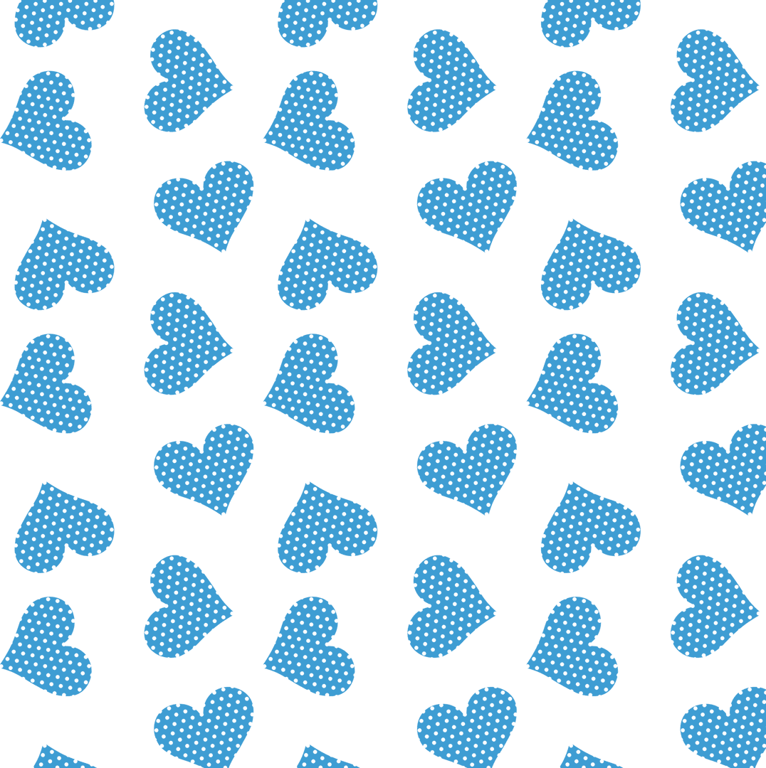 Blue Hearts Pattern on Transparent Background for Valentine's Day
