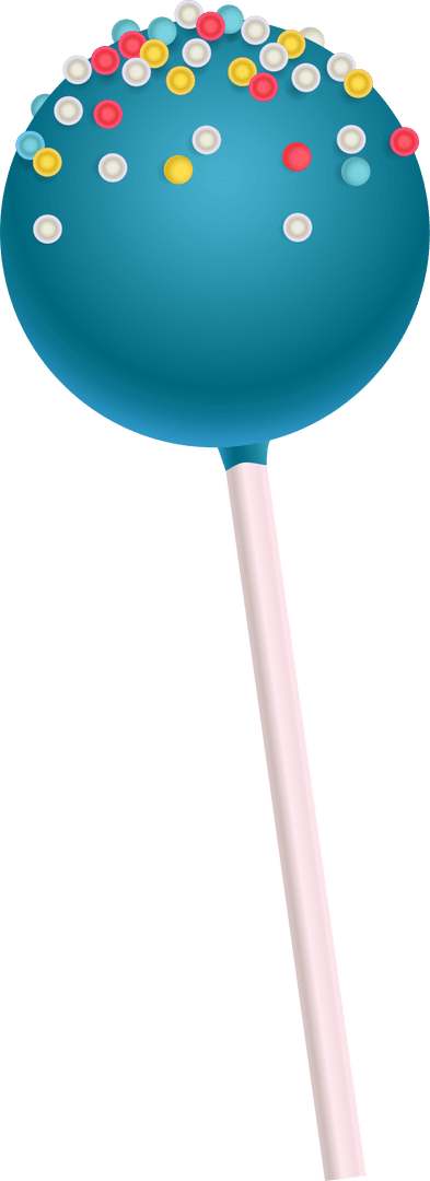 Teal Cake Pop on Transparent Background with Colorful Sprinkles