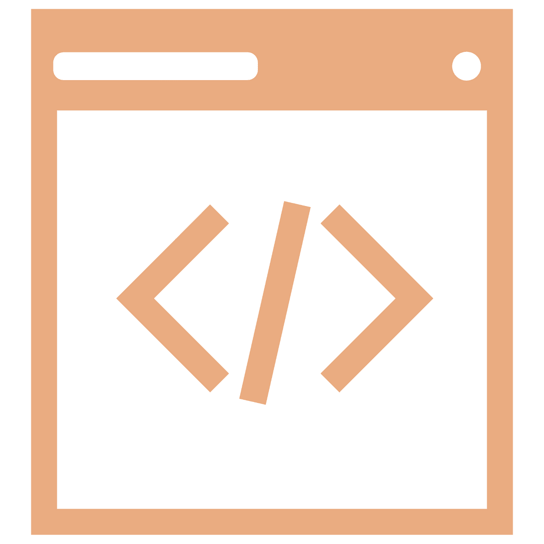 Transparent Code Icon with Orange Browser Frame