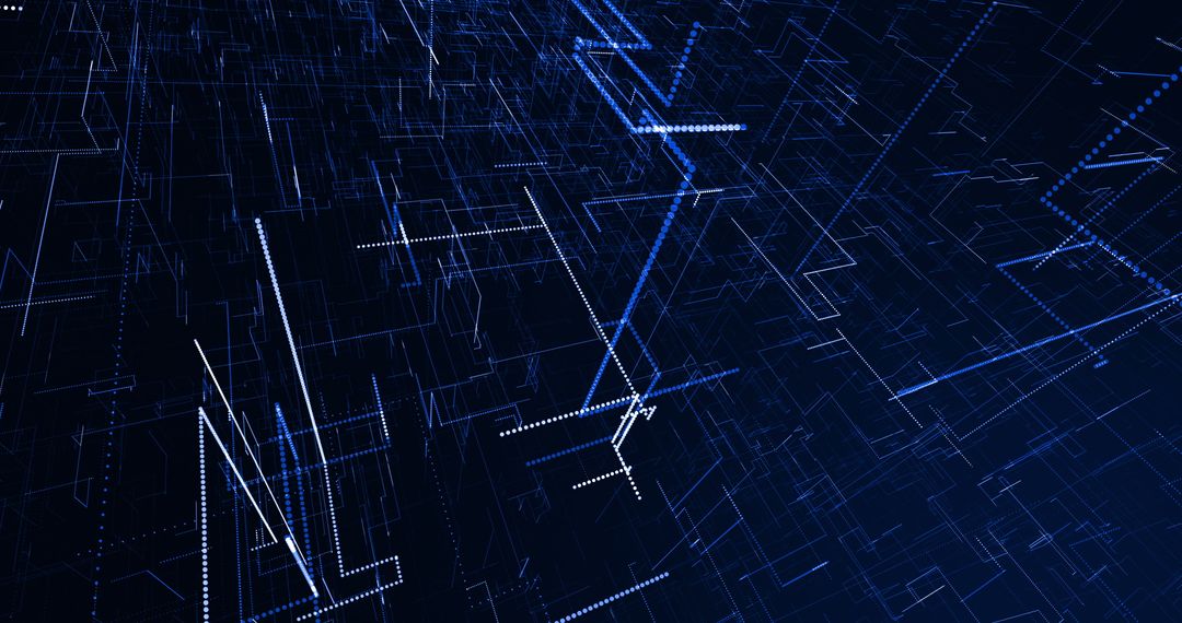 Abstract Digital Network of Glowing Lines on Dark Background