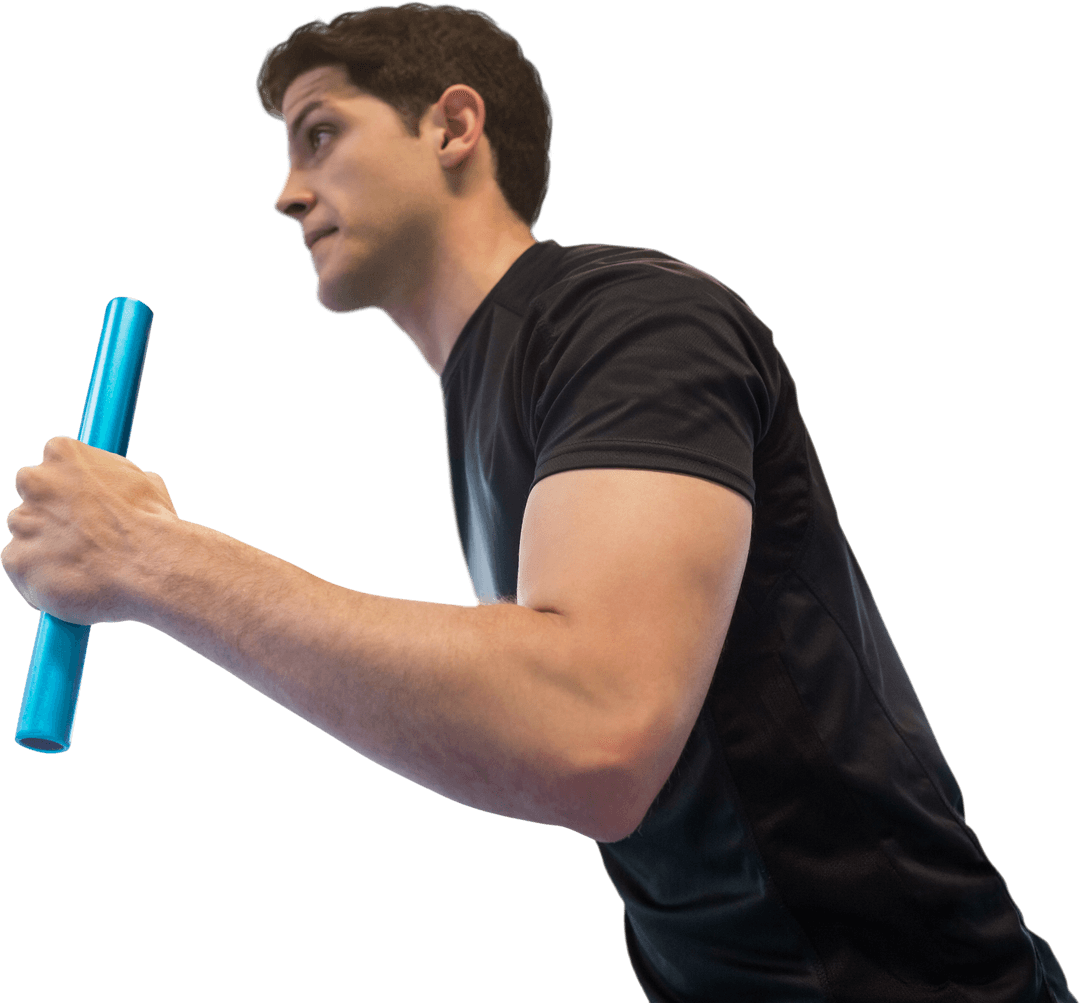 Transparent Image of Athlete Carrying Relay Baton