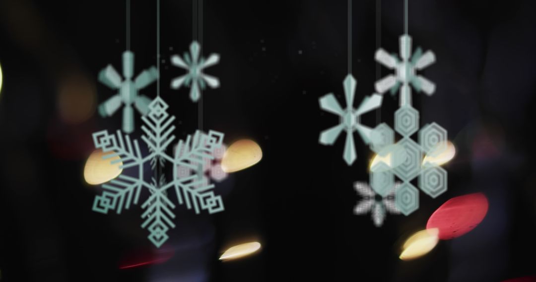 Digitally Artful Snowflakes and Bokeh Light on Black