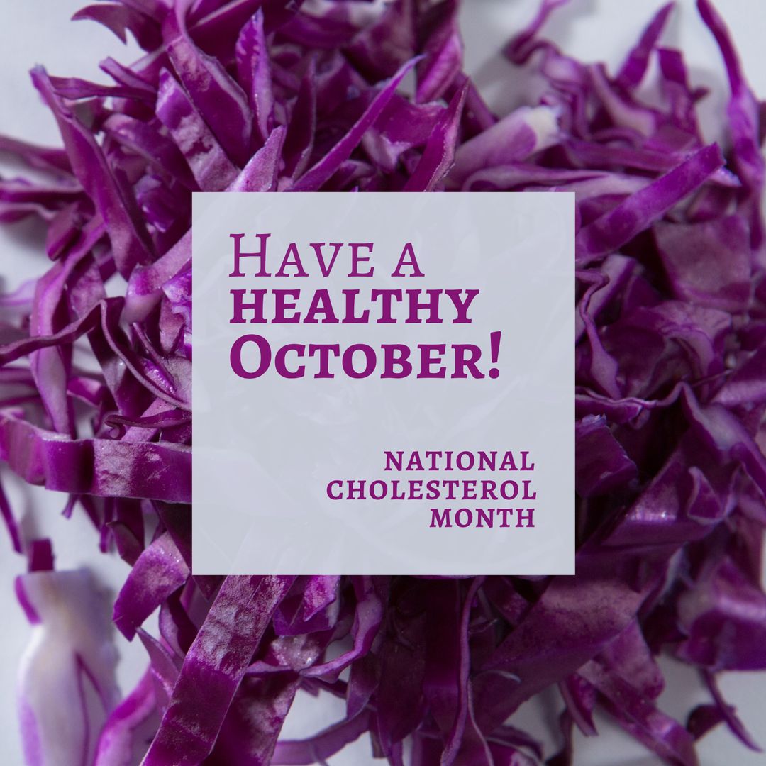 Healthy October Message on Red Cabbage Background