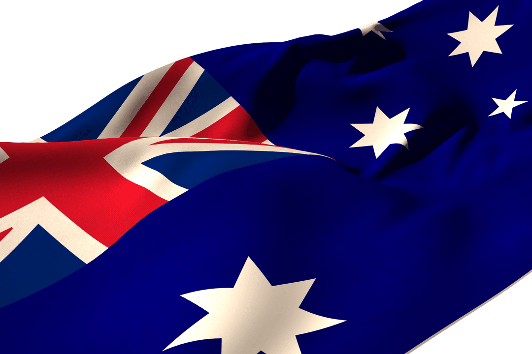 Waving Australian Flag on Transparent Background Vector