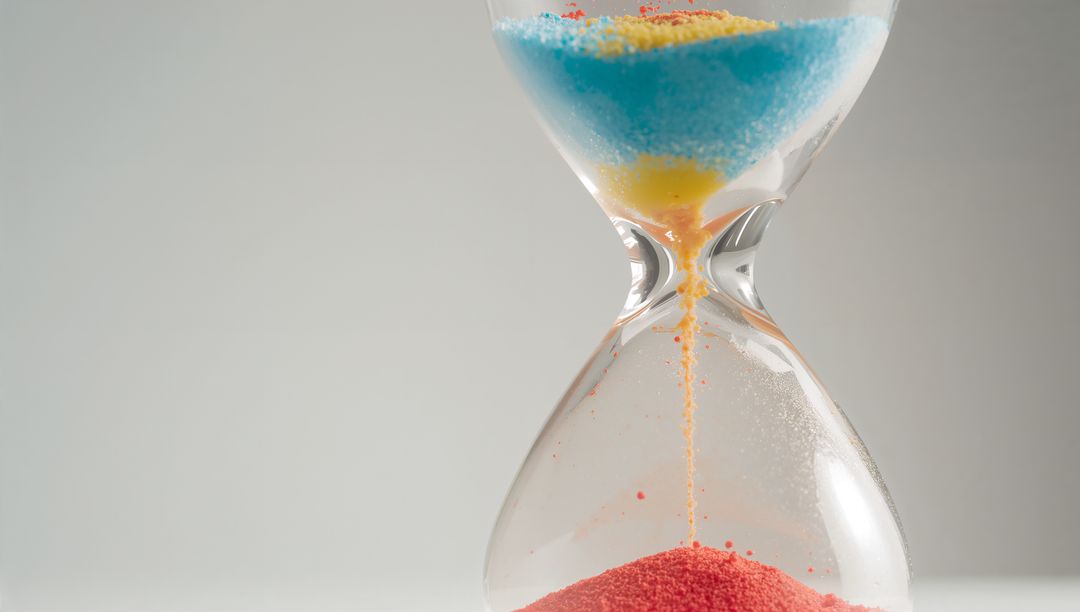 Colorful Sand Hourglass Symbolizing Time and Precision in Studio
