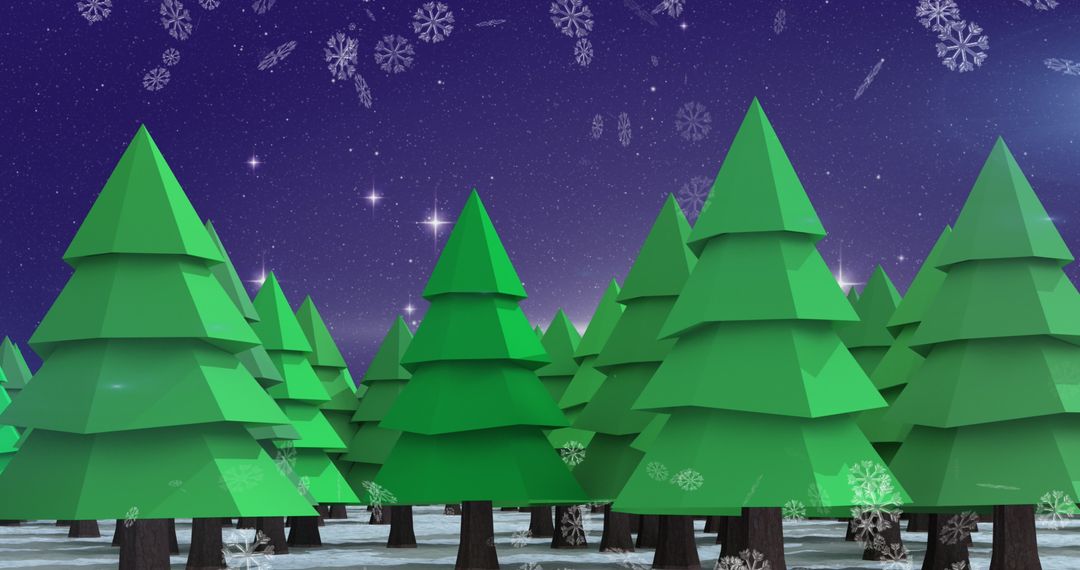 Winter Wonderland with Snowfall and Fir Trees