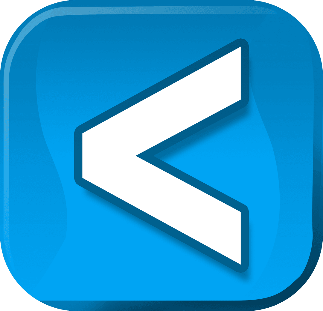 Transparent Blue Squared Button with White Less Than Symbol