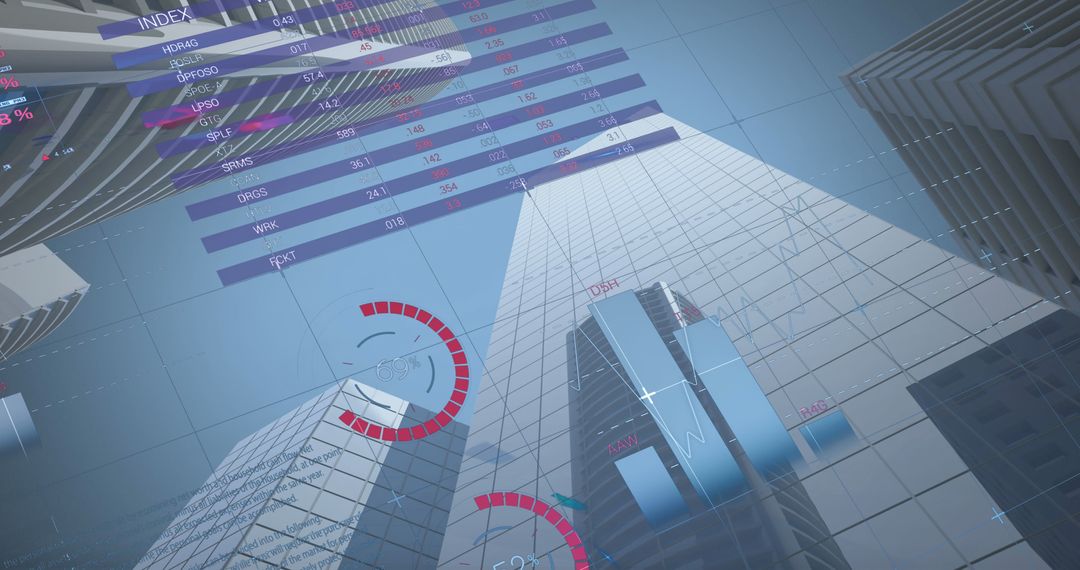 Financial Data and Global Business Connections in Urban Skyline