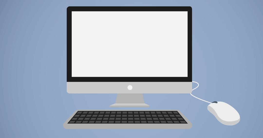 Minimalist Digital Computer Icon on Blue Background