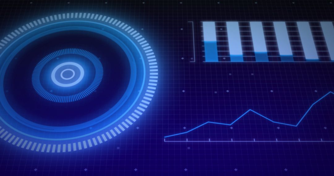 Futuristic Digital Data Interface with Graphs