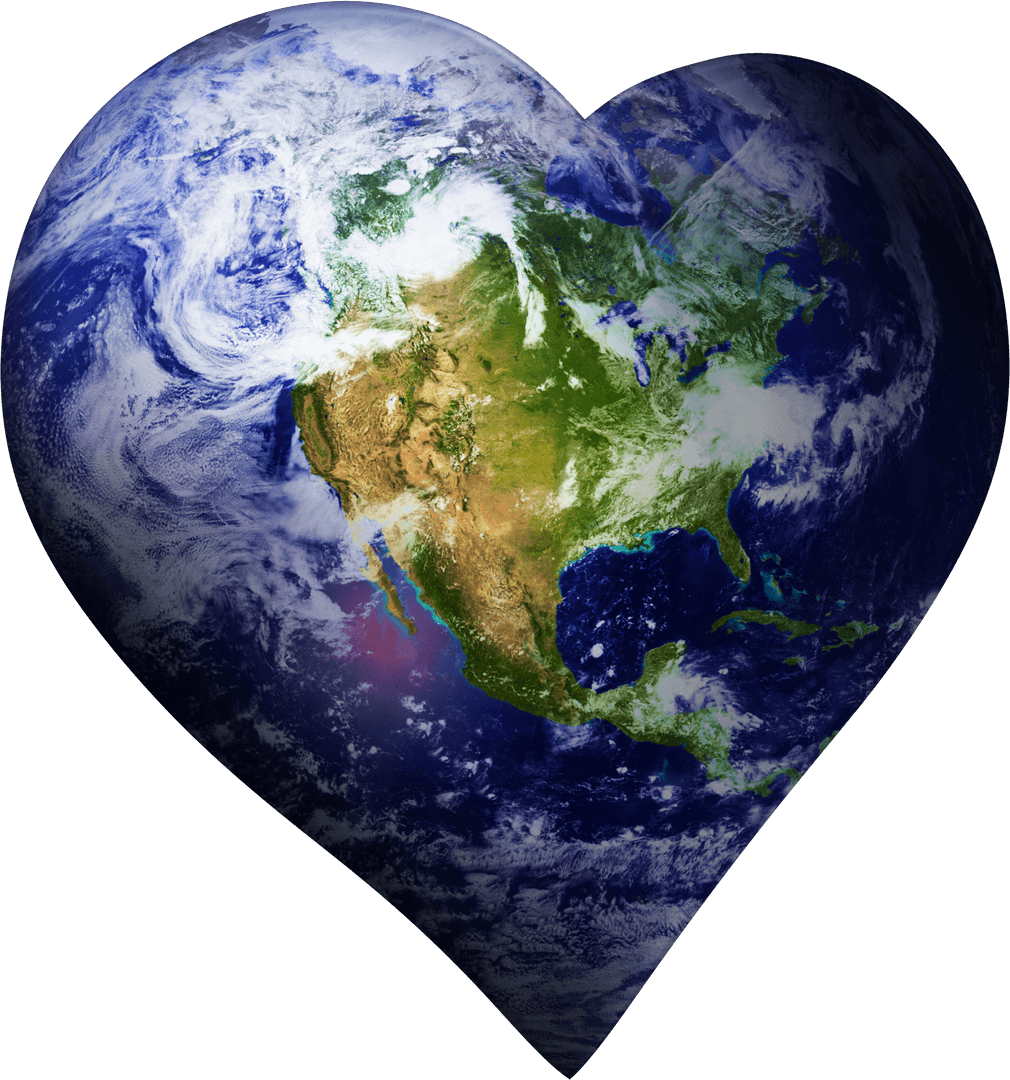 Heart Shaped Transparent Earth Emphasizing Global Love Concept