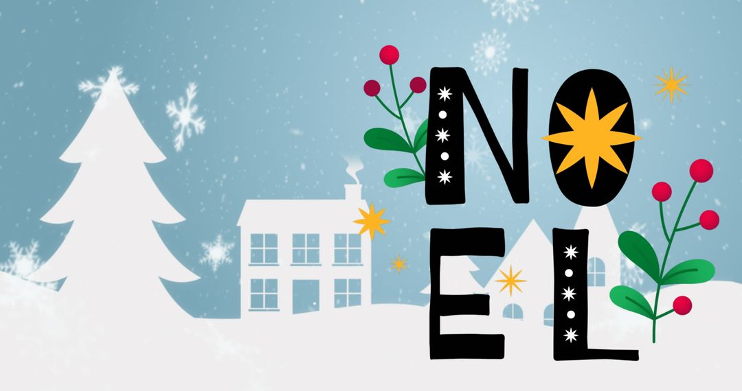 Noel Text with Festive Winter Background at Christmas