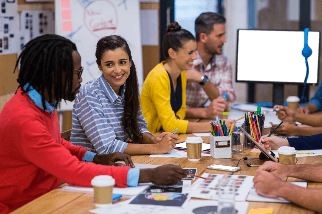 Diverse Team Engaging in Creative Meeting in Modern Office