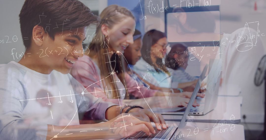 Students Engaged Learning Mathematical Formulas in Classroom