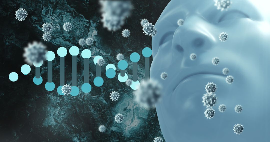 Abstract Human Genome and Virus Cells Visualization