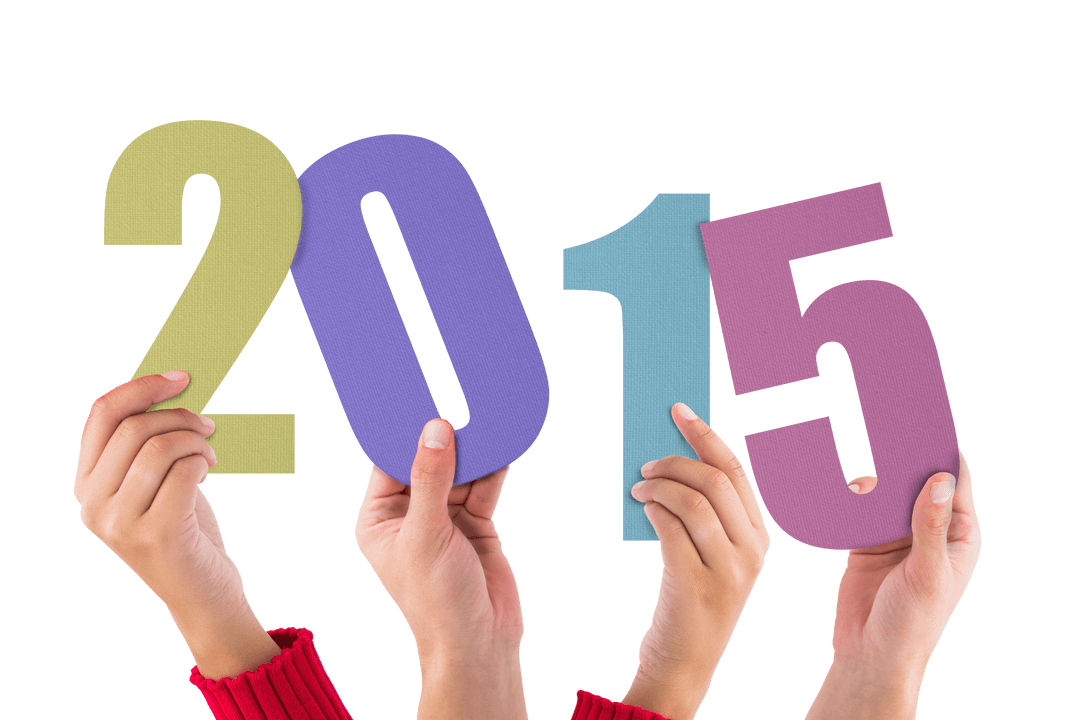 Hands Holding 2015 Numbers with Transparent Background
