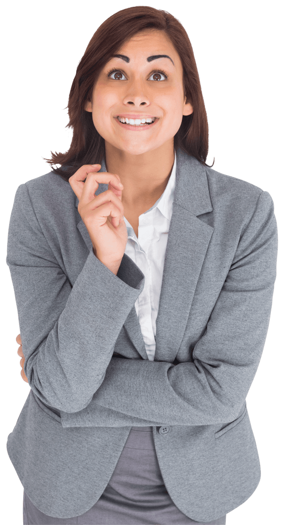 Elated Biracial Businesswoman Smiling on Transparent Background
