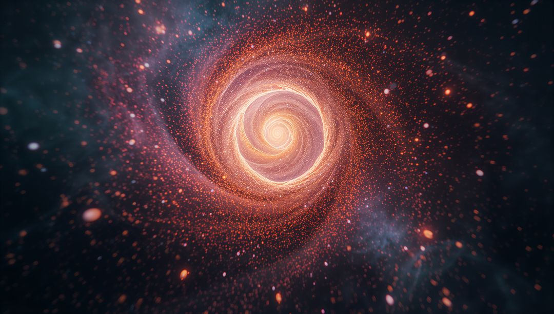 Swirling Glowing Galaxy Vortex With Stars in Deep Space