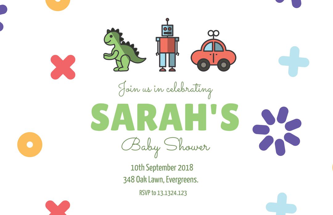 Charming Baby Shower Invitation with Nostalgic Illustrations