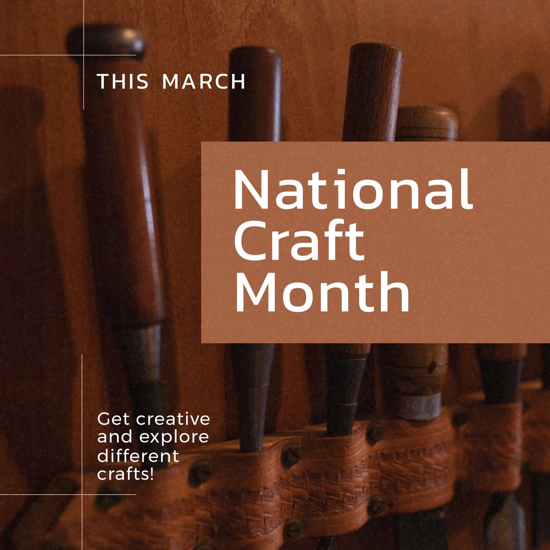 National Craft Month Poster Featuring Craft Tools - Download Free Stock Templates Pikwizard.com