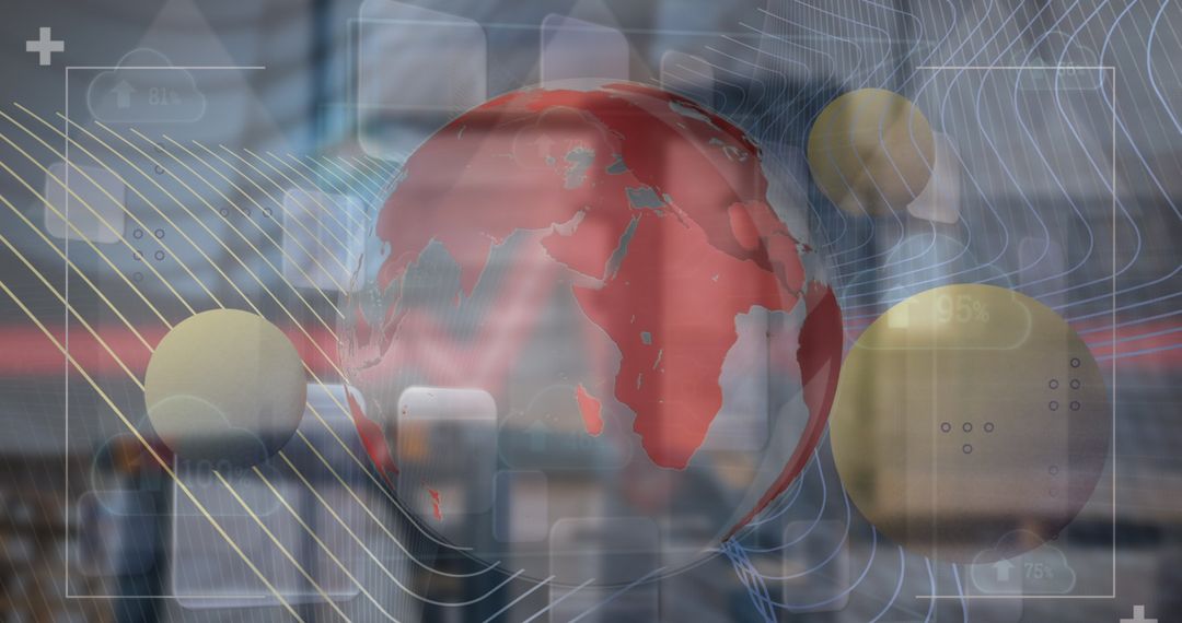 Global Trade Technology in Futuristic Warehouse Setting