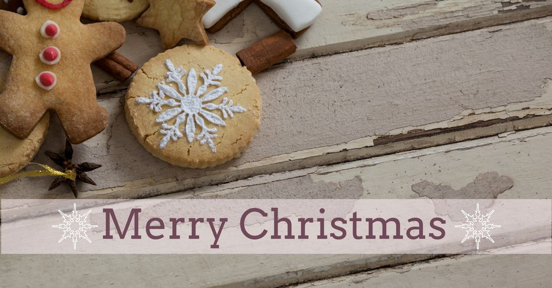 Rustic Christmas Cookies with Festive Holiday Greeting