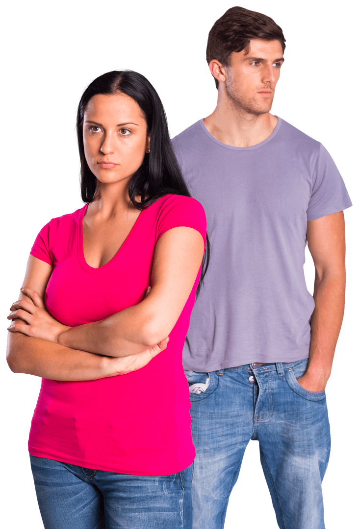 Transparent Couple Arguing Standing Back to Back