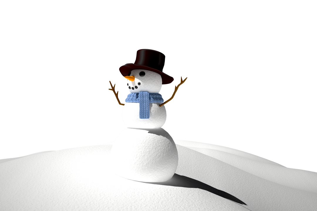 Snowman with Hat on Snow Heap Transparent Background Winter Season - Download Free Stock Images Pikwizard.com